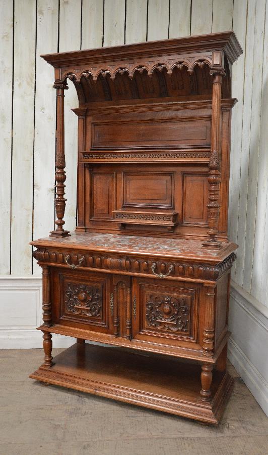 walnut server henr ii style with marble top FAE582