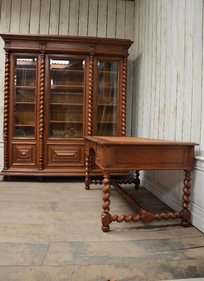 set of solid walnut bookcase and desk FAE543