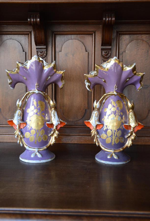 paire de vases violets et or FAE105
