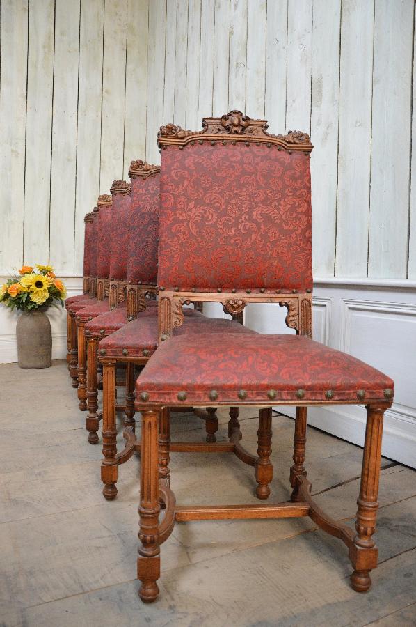 set of 6 walnut chairs henri ii style FAE358