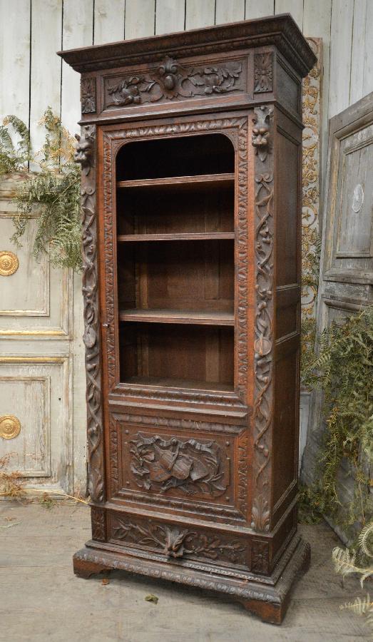 small oak bookcase renaissance style FAE551